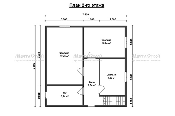 дом из профилированного бруса 7.5x7.5 - схема (2)