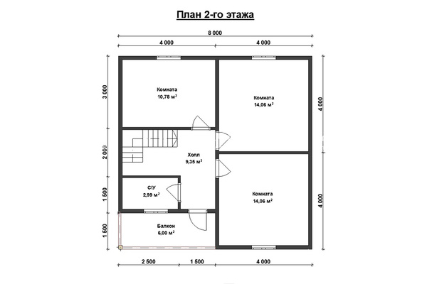 дом из профилированного бруса 8.0x8.0 - схема (2)