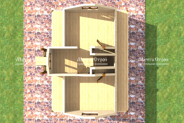 дом из профилированного бруса 8.0x6.0 - вид сверху (2)