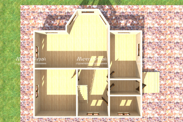 каркасный дом 10.0x10.0 - вид сверху