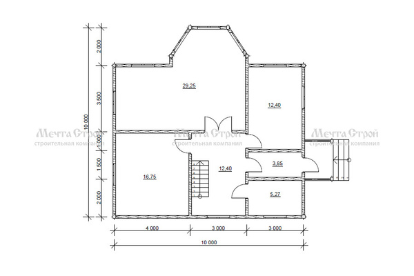 каркасный дом 10.0x10.0 - схема