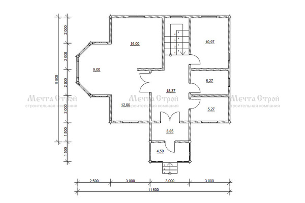 каркасный дом 11.5x9.5 - схема
