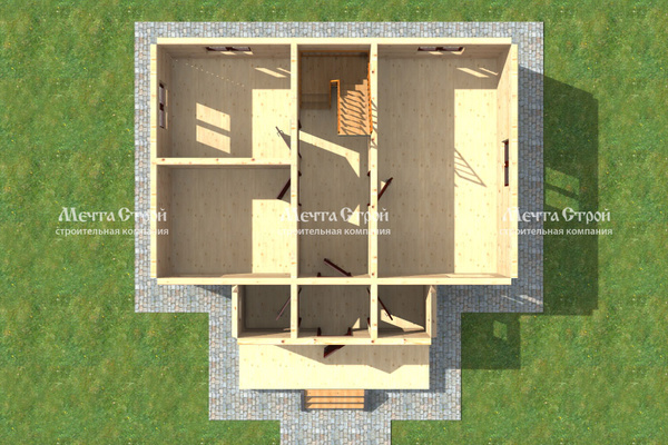 каркасный дом 9.0x9.0 - вид сверху (2)
