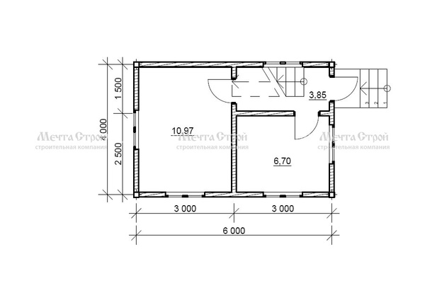 каркасный дом 6.0x4.0 - схема
