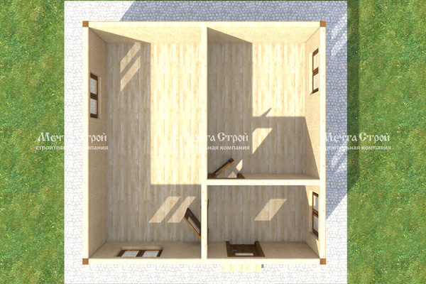 каркасный дом 6.0x6.0 - вид сверху