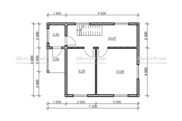 каркасный дом 7.5x6.0 - схема