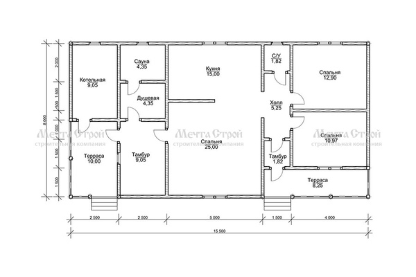 каркасный дом 15.5x8.0 - схема
