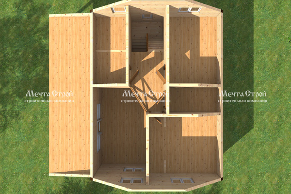 каркасный дом 9.5x9.0 - вид 2