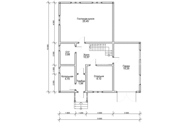 каркасный дом 10.0x9.0 - схема