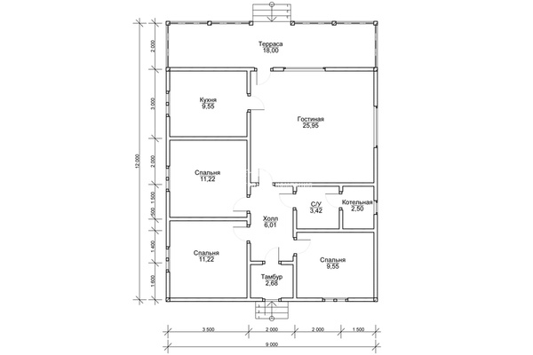 каркасный дом 12.0x9.0 - схема