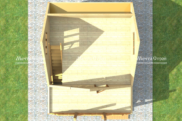 дом из профилированного бруса 8.0x6.0 - вид сверху (2)