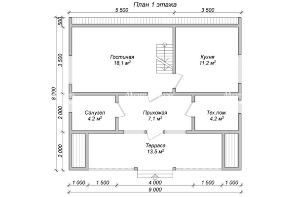 каркасный дом 9.0x8.0 - схема