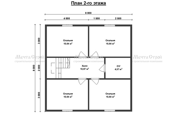 дом из профилированного бруса 8.0x8.0 - схема (2)