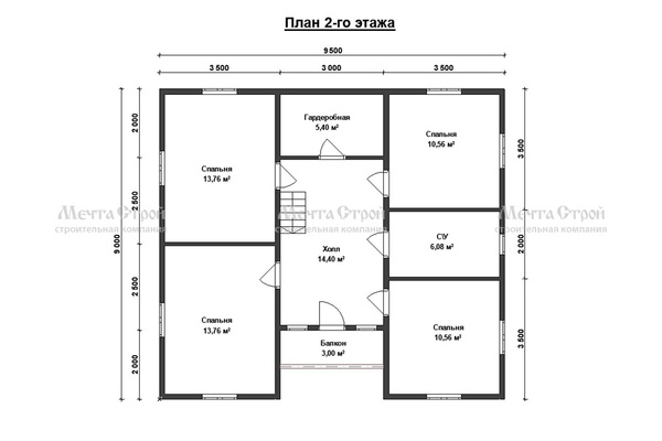 дом из профилированного бруса 9.5x9.0 - схема (2)