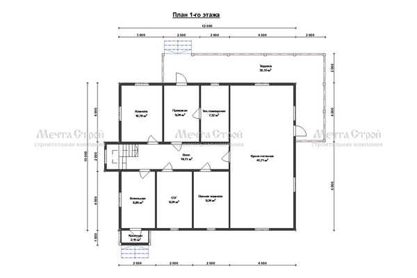 каркасный дом 12.0x10.0 - схема