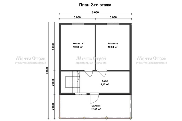 дом из профилированного бруса 8.0x6.0 - схема (2)