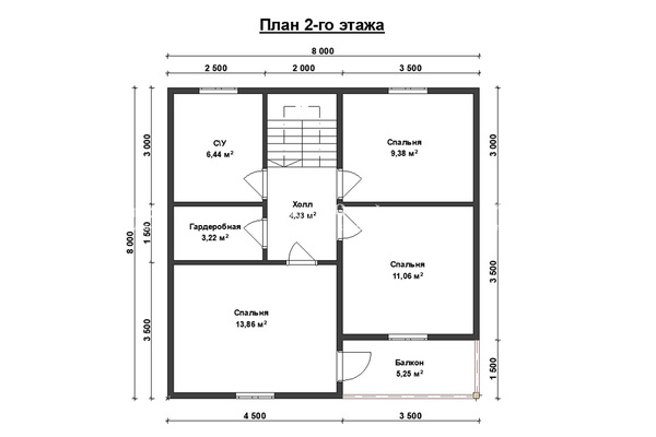 каркасный дом 8.0x8.0 - схема (2)
