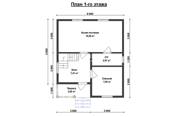 дом из профилированного бруса 7.0x6.0 - схема