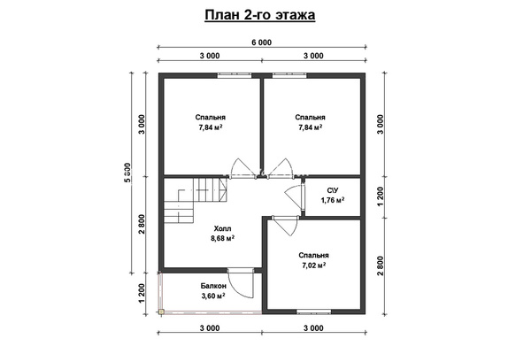 дом из профилированного бруса 7.0x6.0 - схема (2)