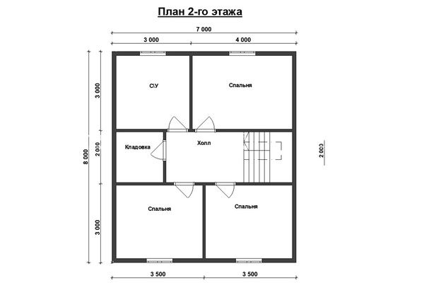 дом из профилированного бруса 8.0x7.0 - схема (2)
