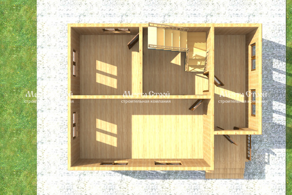 дом из профилированного бруса 8.0x6.0 - вид сверху