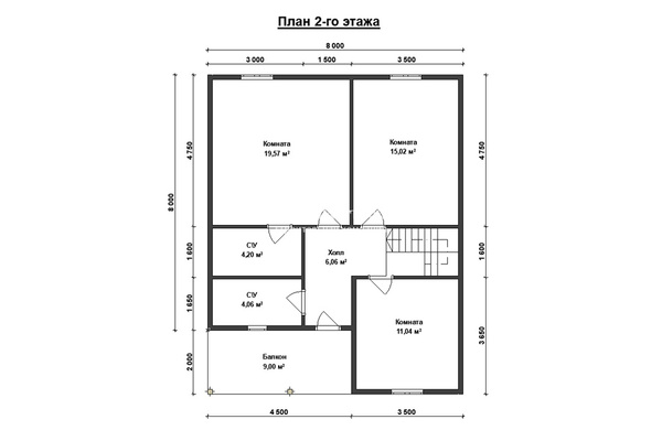 дом из профилированного бруса 10.0x8.0 - схема (2)