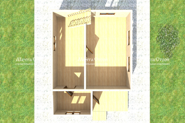 дом из профилированного бруса 8.0x6.0 - вид сверху