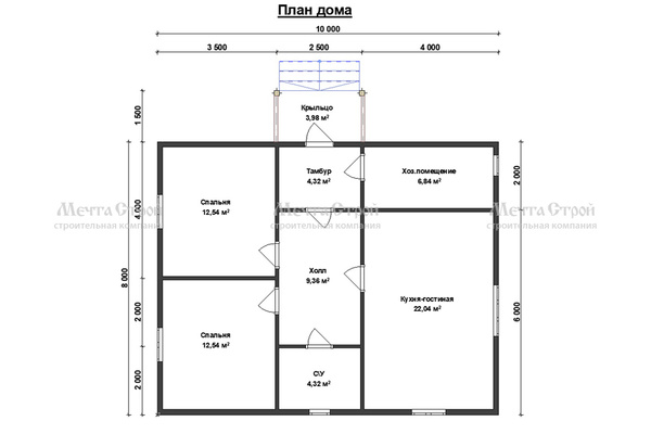 каркасный дом 10.0x8.0 - схема