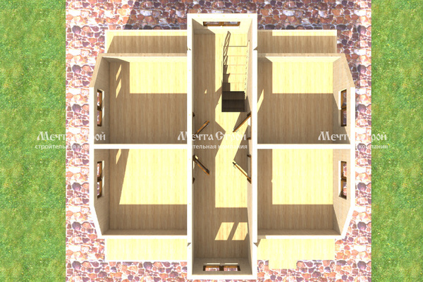 каркасный дом 8.0x8.0 - вид сверху (2)