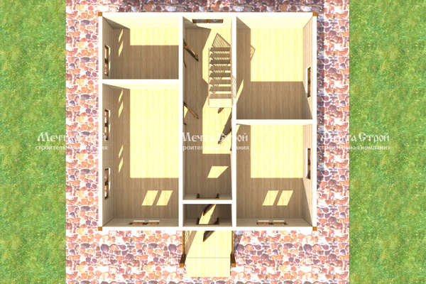 каркасный дом 8.0x8.0 - вид сверху
