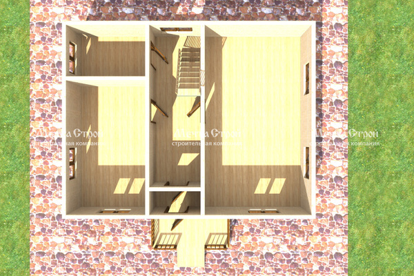 дом из профилированного бруса 9.0x7.0 - вид сверху (2)