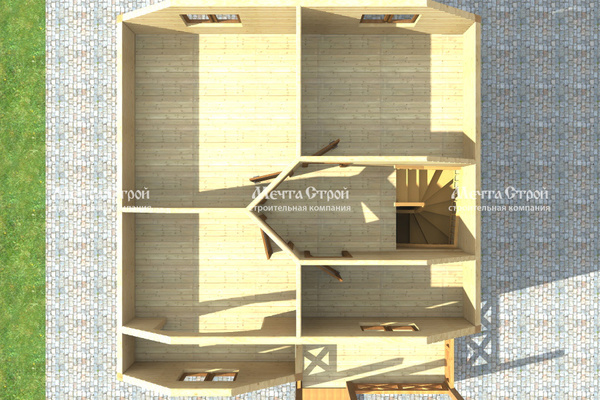 дом из профилированного бруса 8.5x7.5 - вид сверху (2)