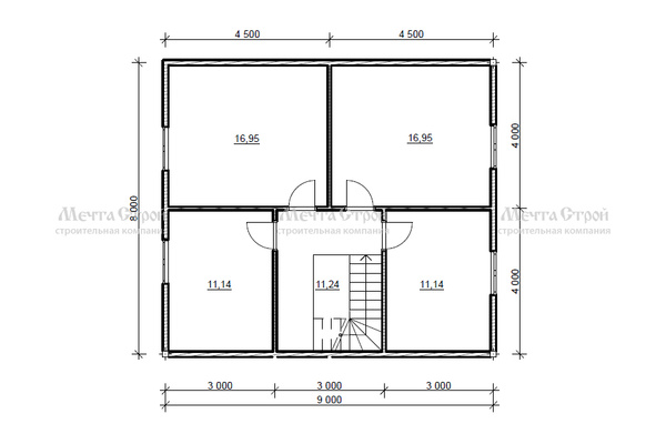 дом из профилированного бруса 9.0x8.0 - схема (2)