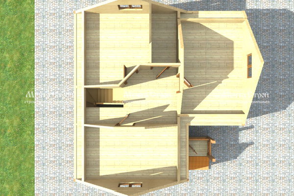 дом из профилированного бруса 9.0x9.0 - вид сверху (2)