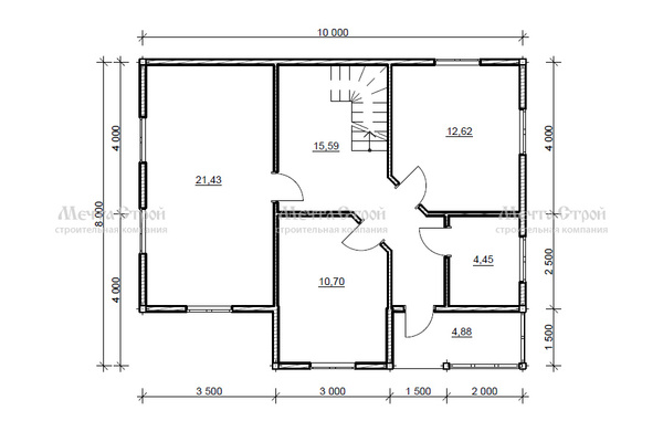 каркасный дом 10.0x8.0 - схема