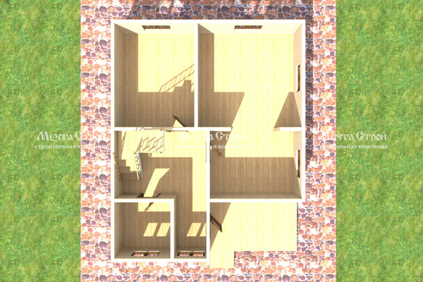 дом из профилированного бруса 10.0x8.0 - вид сверху