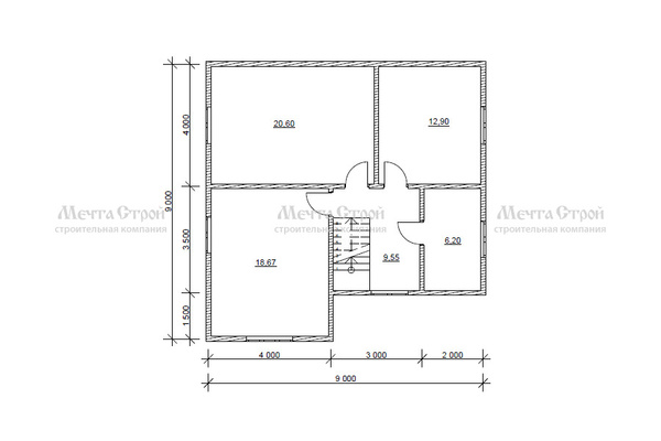 дом из профилированного бруса 9.5x9.0 - схема (2)