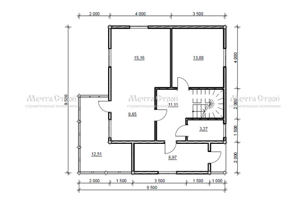 каркасный дом 9.5x9.5 - схема