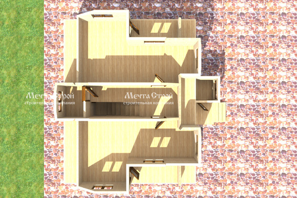 дом из профилированного бруса 10.0x9.5 - вид сверху (2)