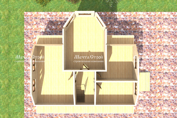 дом из профилированного бруса 10.0x10.0 - вид сверху (2)