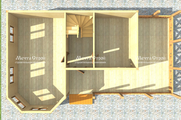 дом из профилированного бруса 12.0x7.0 - вид сверху