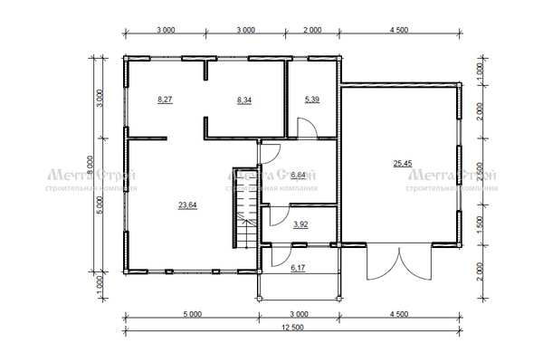 каркасный дом 12.5x8.0 - схема