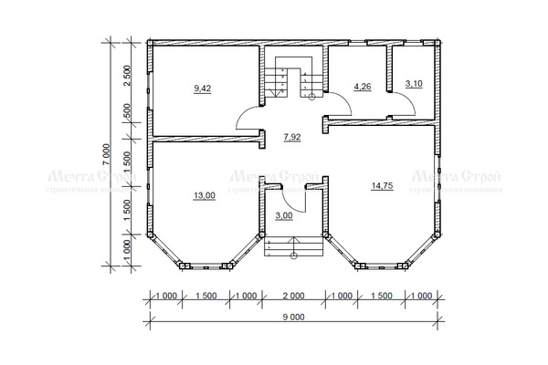 каркасный дом 9.0x7.0 - схема
