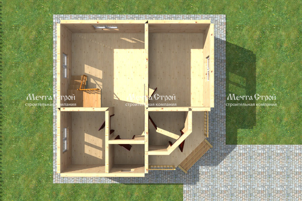 каркасный дом 7.0x7.0 - вид сверху (2)