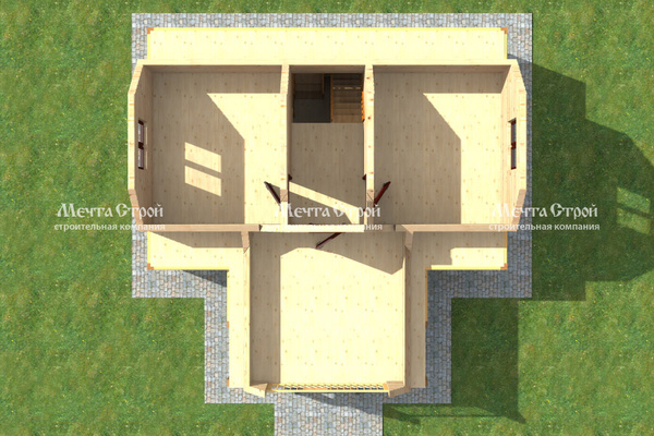 каркасный дом 9.0x9.0 - вид сверху